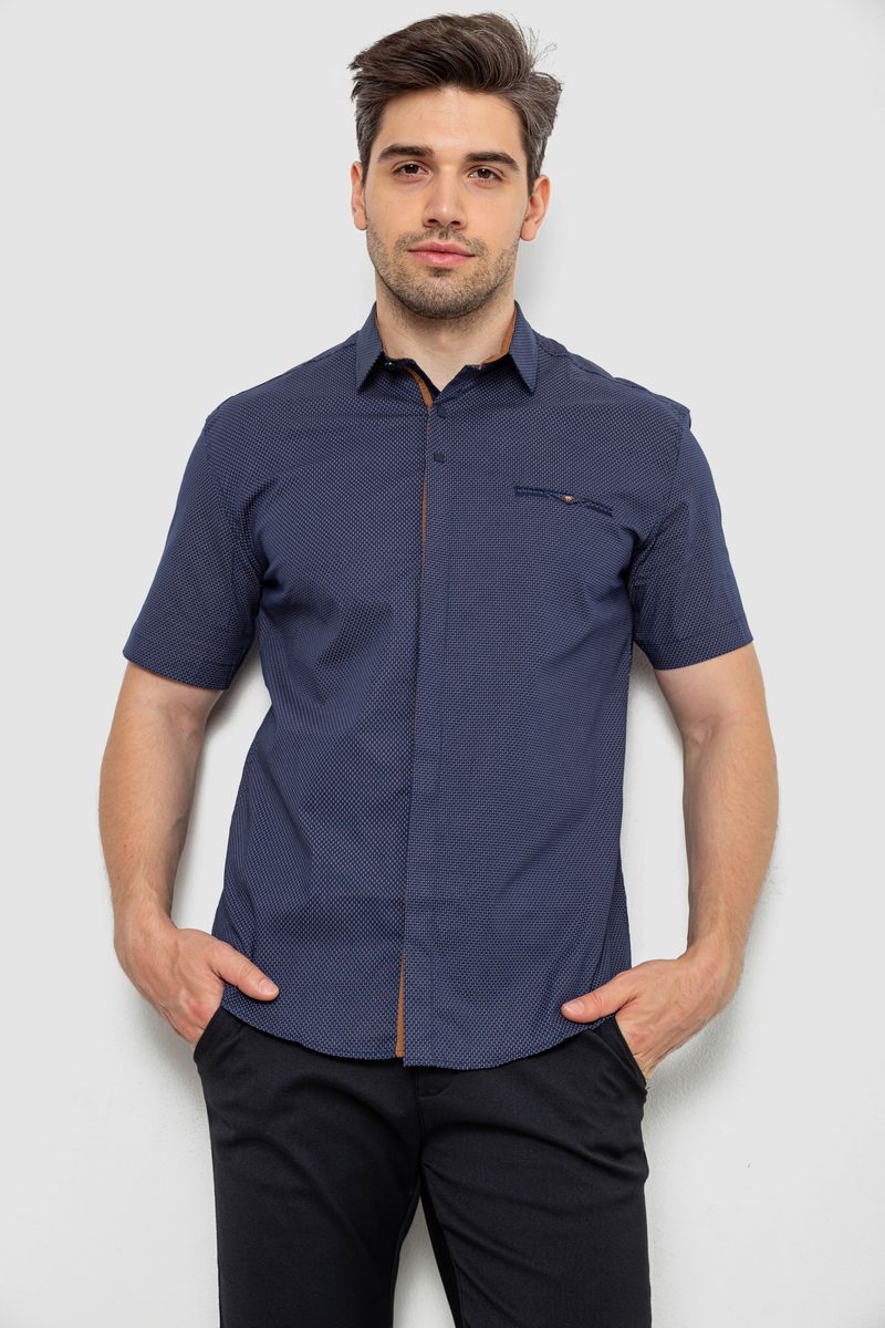 Сорочка чоловіча з принтом, колір синій, 214R7130-1