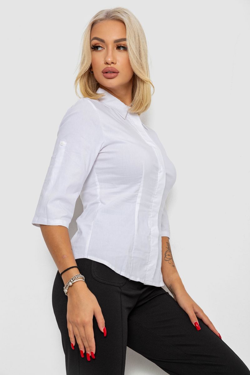 Блуза класична, колір білий, 230R08-1 - Зображення 3
