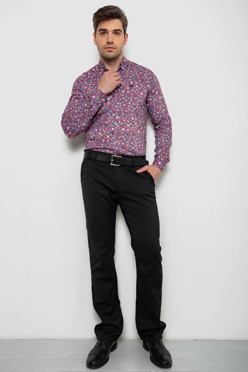 Сорочка чоловіча з принтом, колір бордовий, 214R2699