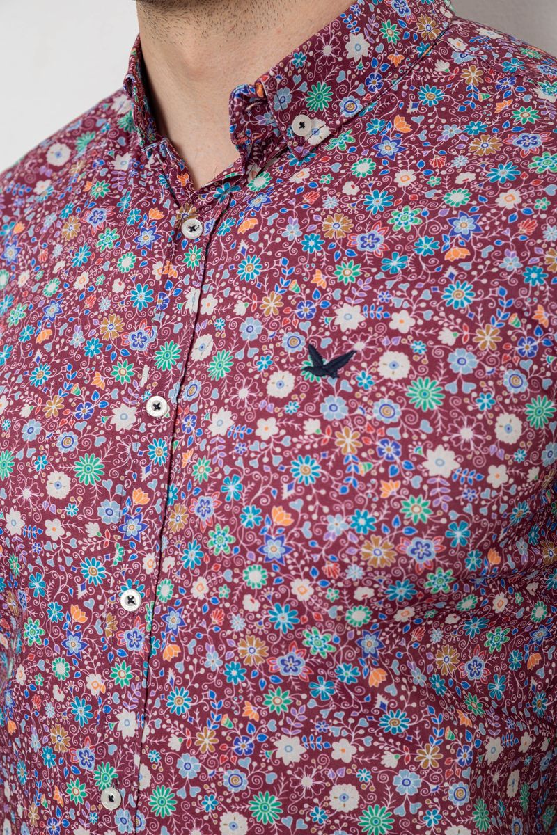 Сорочка чоловіча з принтом, колір бордовий, 214R2699 - Зображення 5