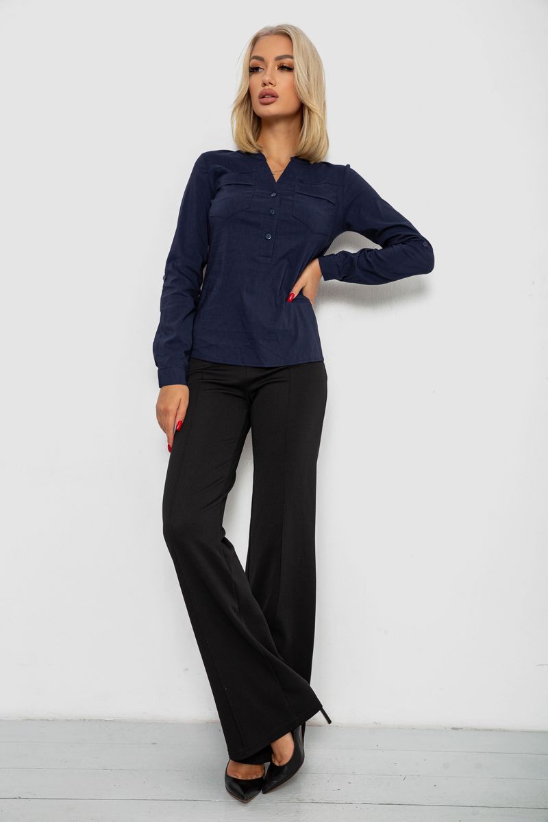 Блуза однотонна, колір синій, 230R96-11