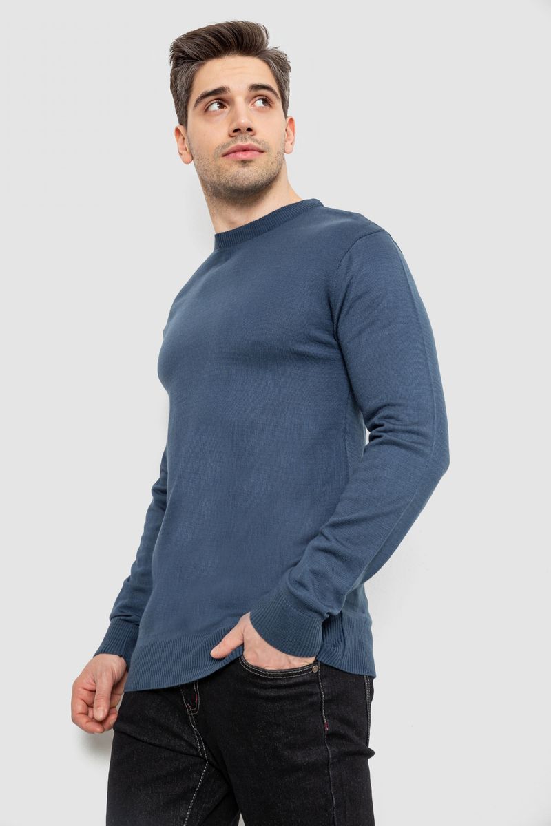 Светр чоловічий однотонний, колір синій, 161R1770-1 - Зображення 3