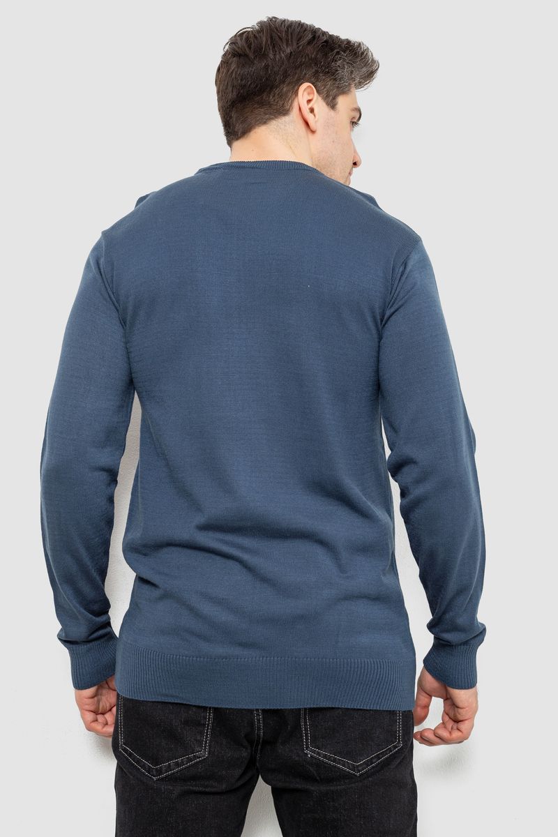 Светр чоловічий однотонний, колір синій, 161R1770-1 - Зображення 4
