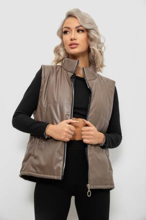 Жилет жіночий демісезонний екошкіра, колір коричневий, 257R65-2