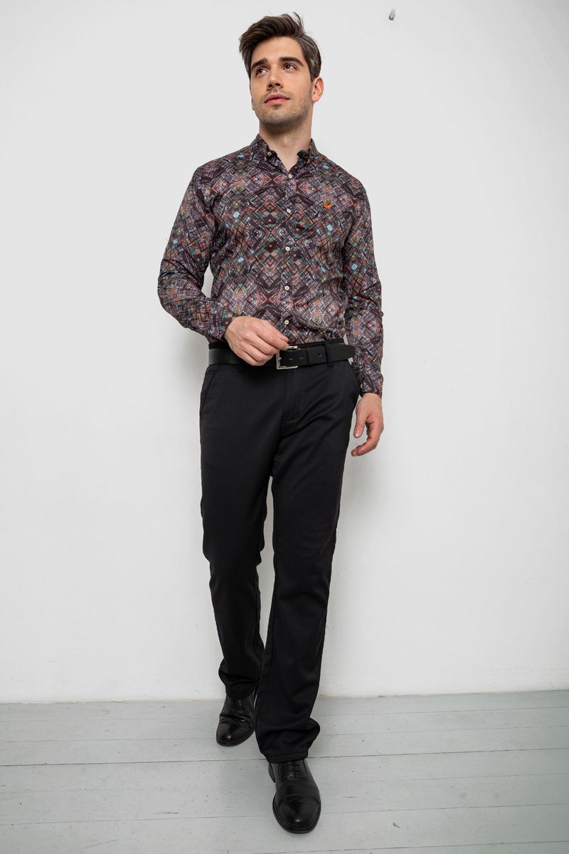 Сорочка чоловіча з принтом, колір чорний, 214R2684