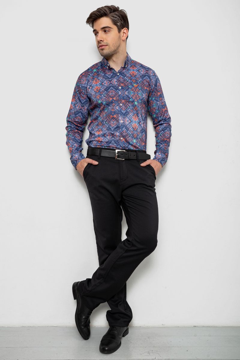 Сорочка чоловіча з принтом, колір синій, 214R2684