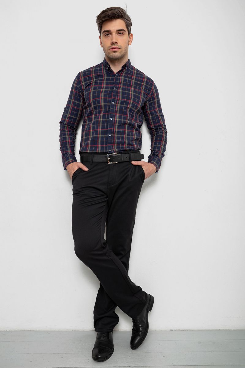 Сорочка чоловіча в клітинку, колір синій, 214R1255