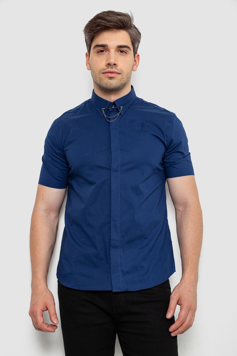 Сорочка чоловіча однотонна, колір синій, 214R6917