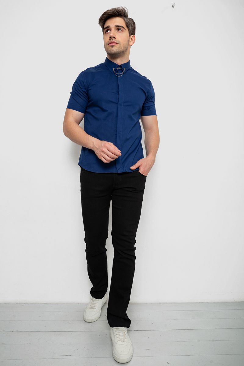 Сорочка чоловіча однотонна, колір синій, 214R6917