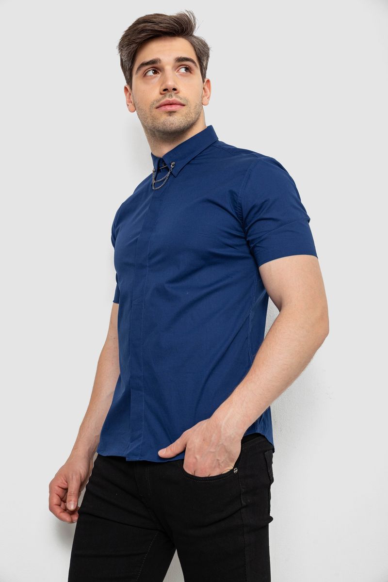 Сорочка чоловіча однотонна, колір синій, 214R6917 - Зображення 3