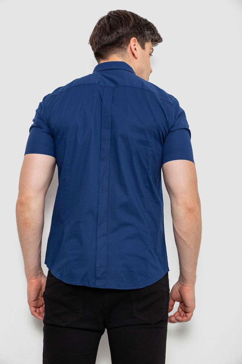 Сорочка чоловіча однотонна, колір синій, 214R6917 - Зображення 4