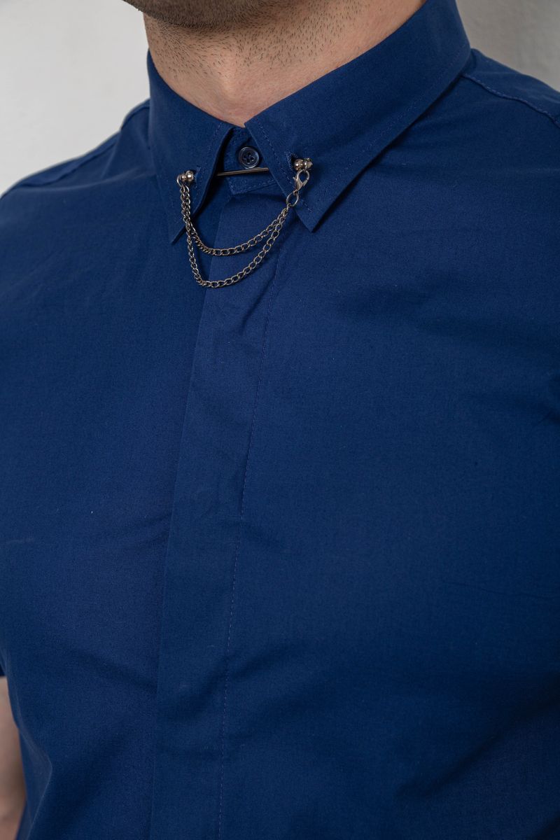 Сорочка чоловіча однотонна, колір синій, 214R6917 - Зображення 5