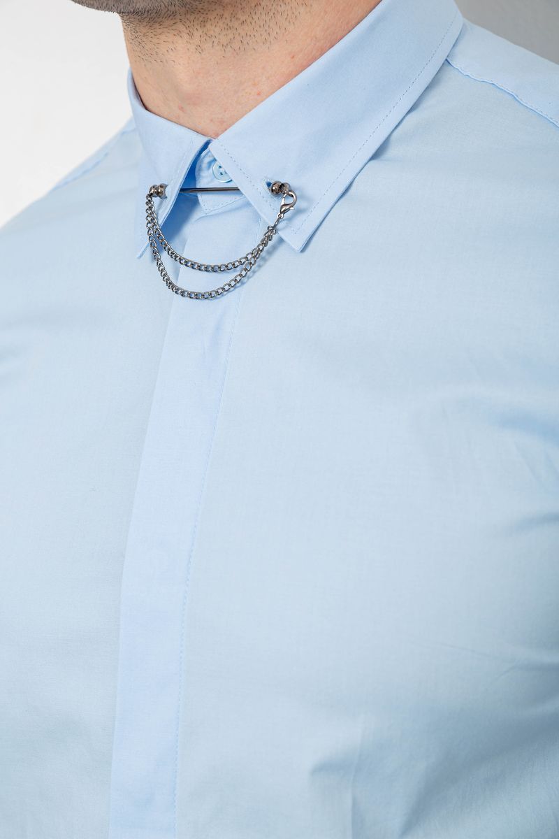 Сорочка чоловіча однотонна, колір блакитний, 214R6917 - Зображення 5