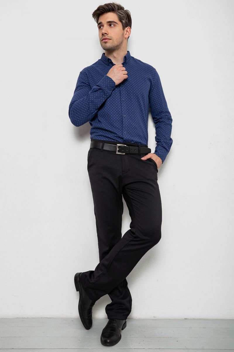 Сорочка чоловіча з принтом, колір синій, 214R7365