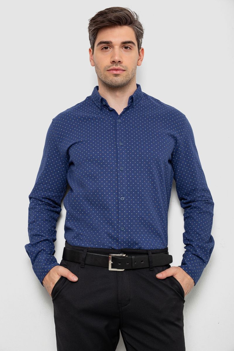 Сорочка чоловіча з принтом, колір синій, 214R7365