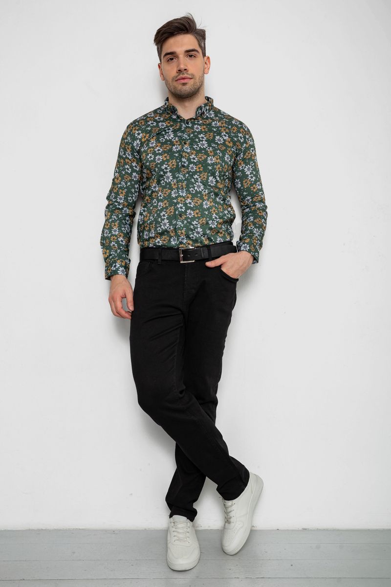 Сорочка чоловіча з принтом, колір зелений, 214R1036