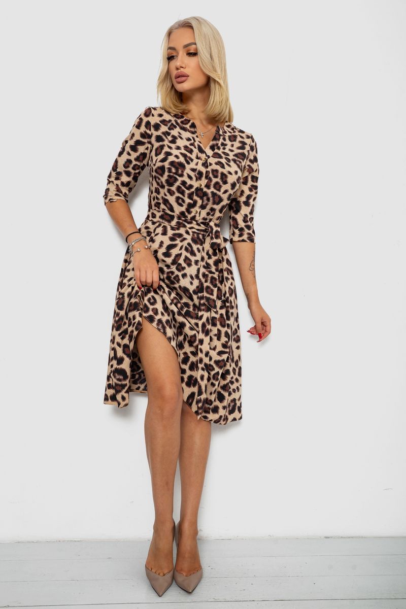 Сукня софт з принтом, колір бежево-коричневий, 230R1011-7