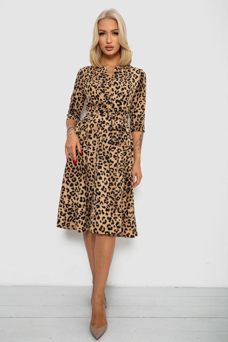 Сукня софт з принтом, колір бежевий, 230R1011-7