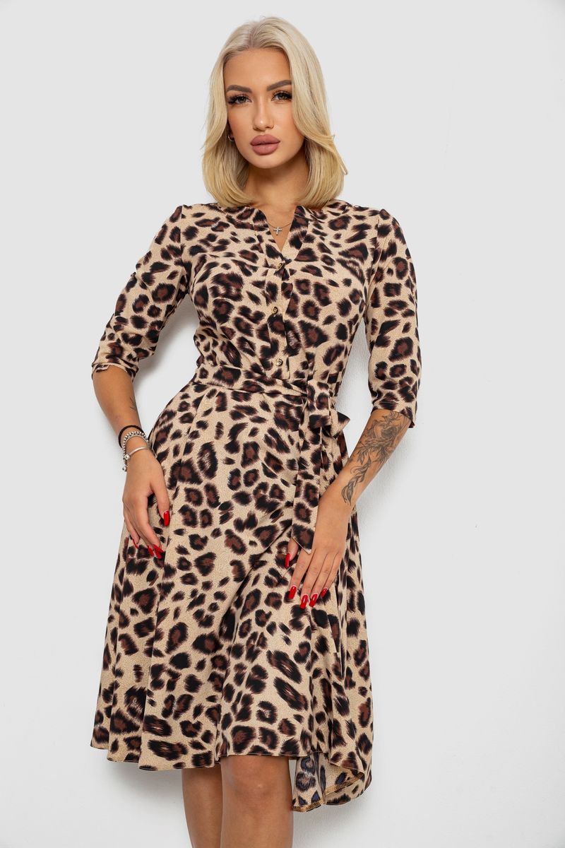 Сукня софт з принтом, колір бежево-коричневий, 230R1011-7