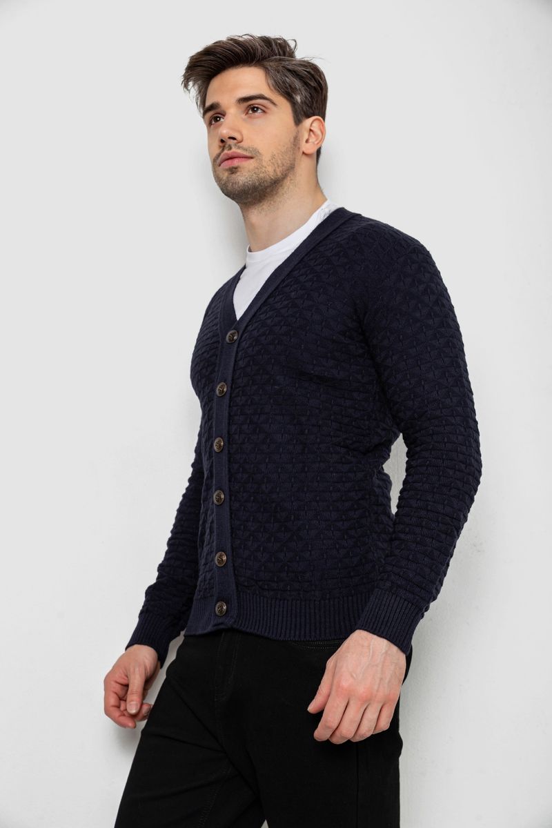 Кофта чоловіча на ґудзиках, колір темно-синій, 238R7783 - Зображення 3