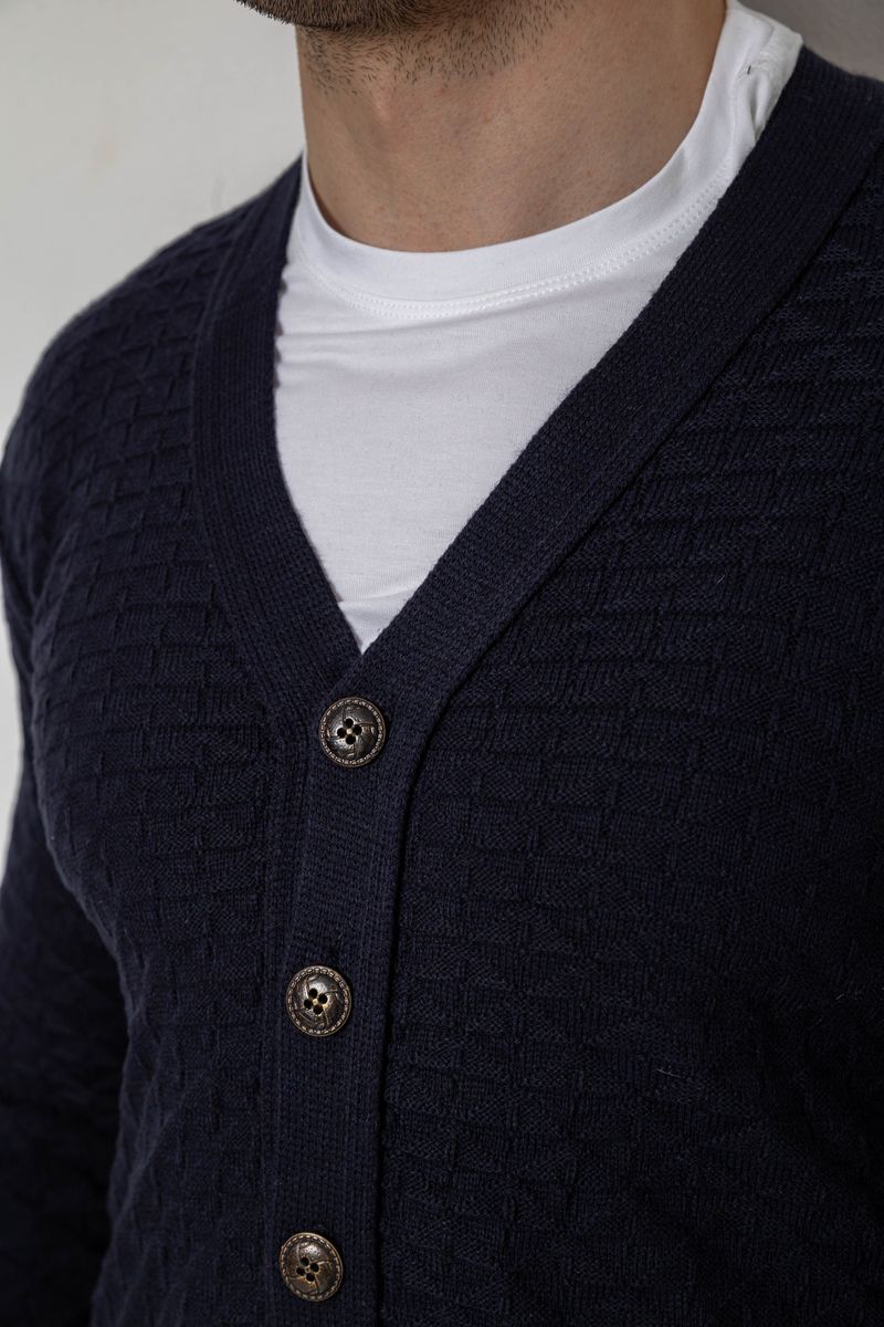 Кофта чоловіча на ґудзиках, колір темно-синій, 238R7783 - Зображення 5