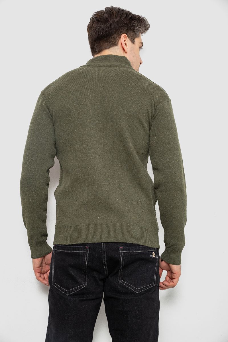 Кофта чоловіча на блискавці з кишенями, колір хакі, 161R1053 - Зображення 4