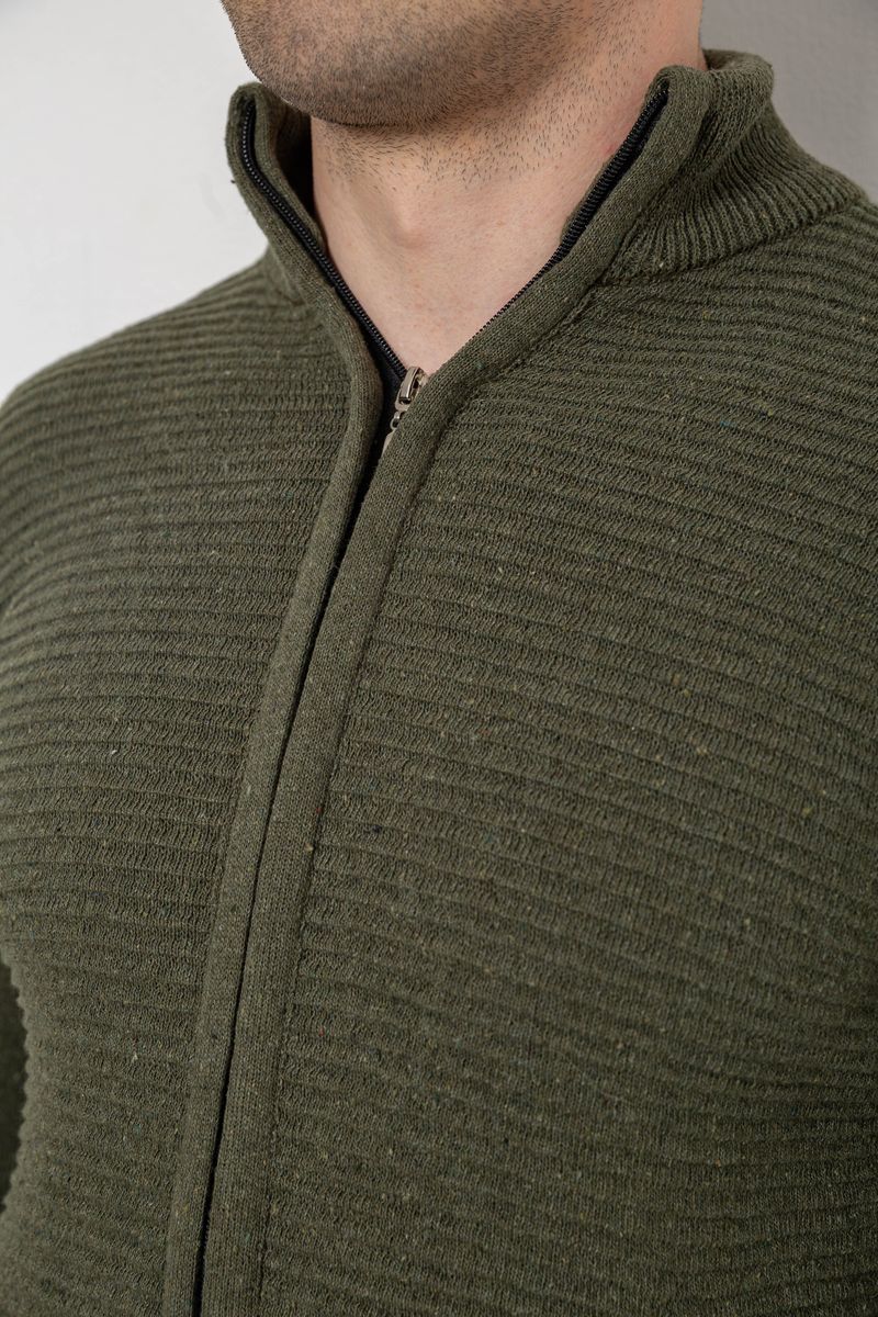 Кофта чоловіча на блискавці з кишенями, колір хакі, 161R1053 - Зображення 5