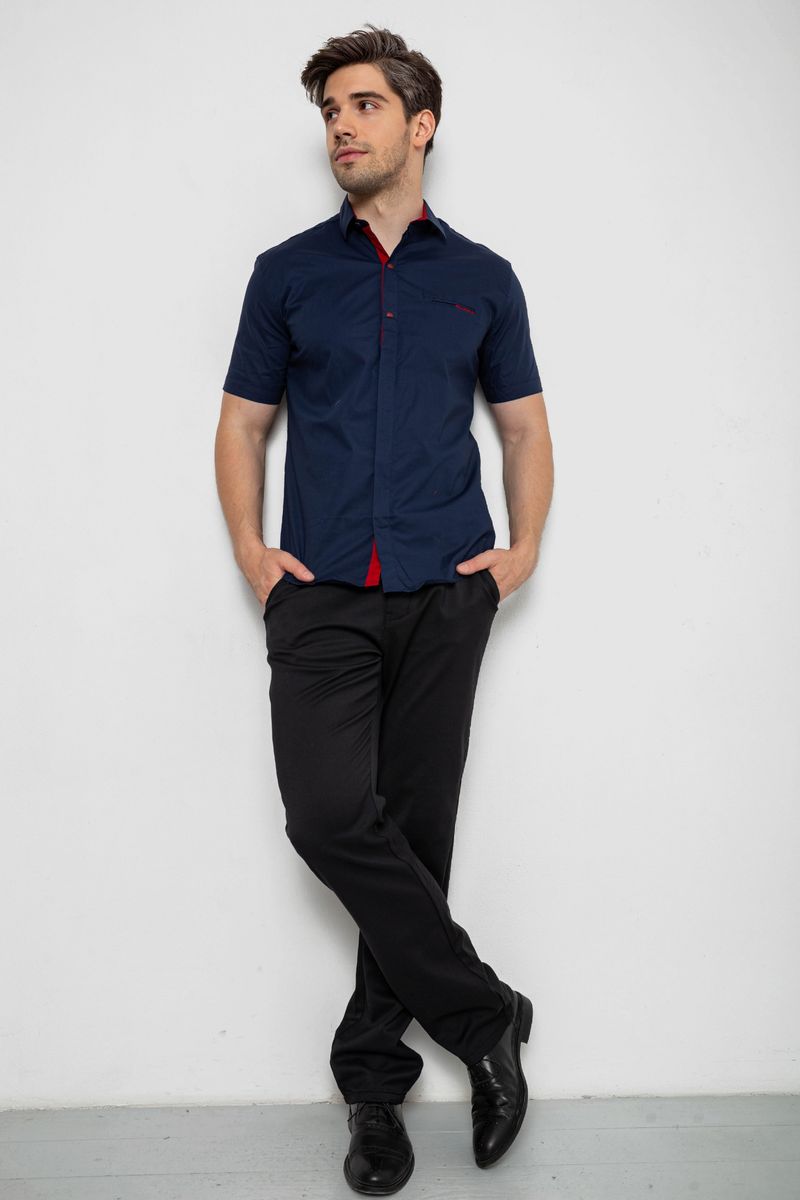 Сорочка чоловіча однотонна, колір темно-синій, 214R7118