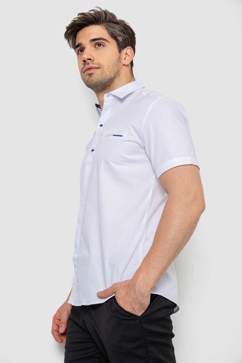 Сорочка чоловіча однотонна, колір білий, 214R7118 - Зображення 3