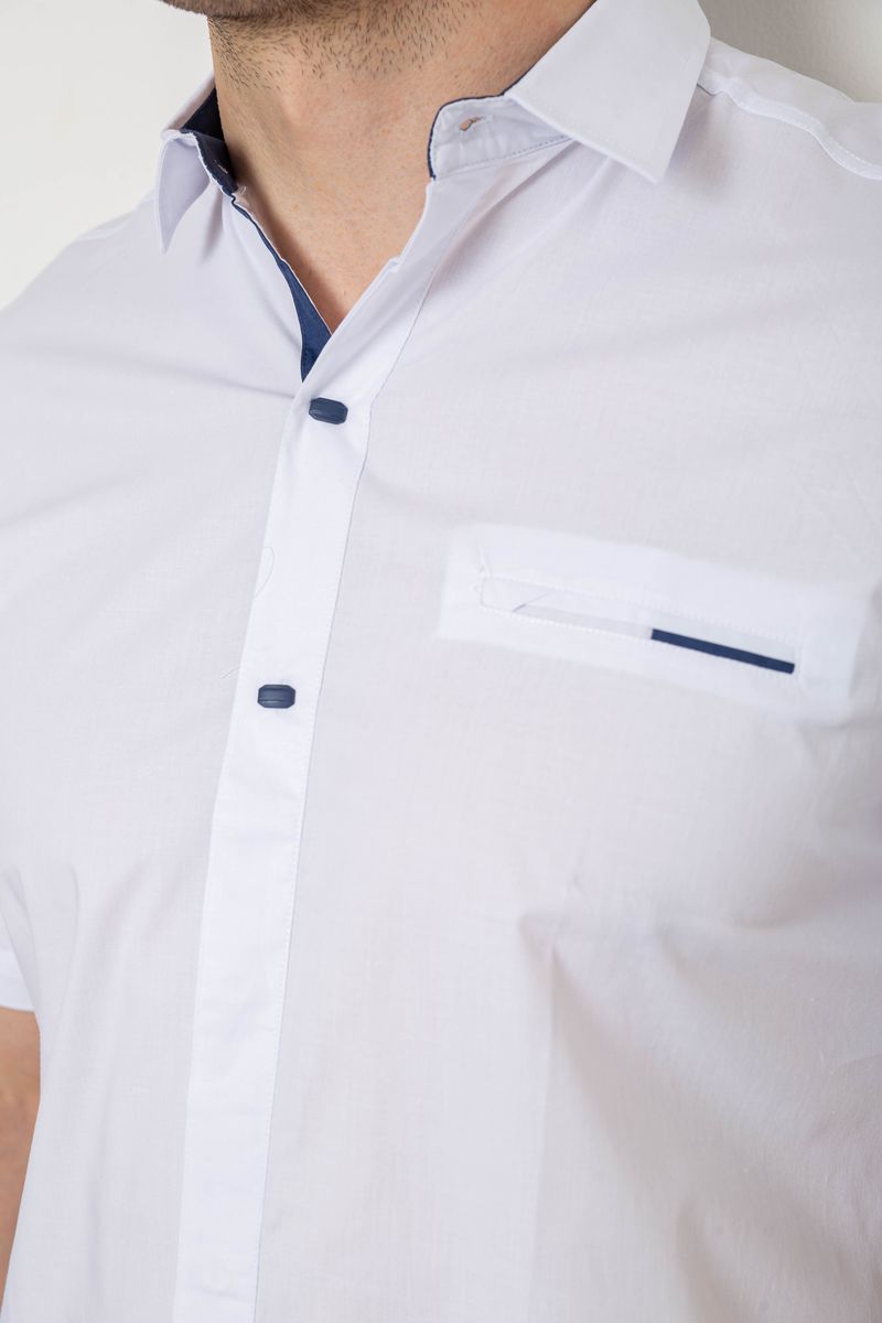 Сорочка чоловіча однотонна, колір білий, 214R7118 - Зображення 5