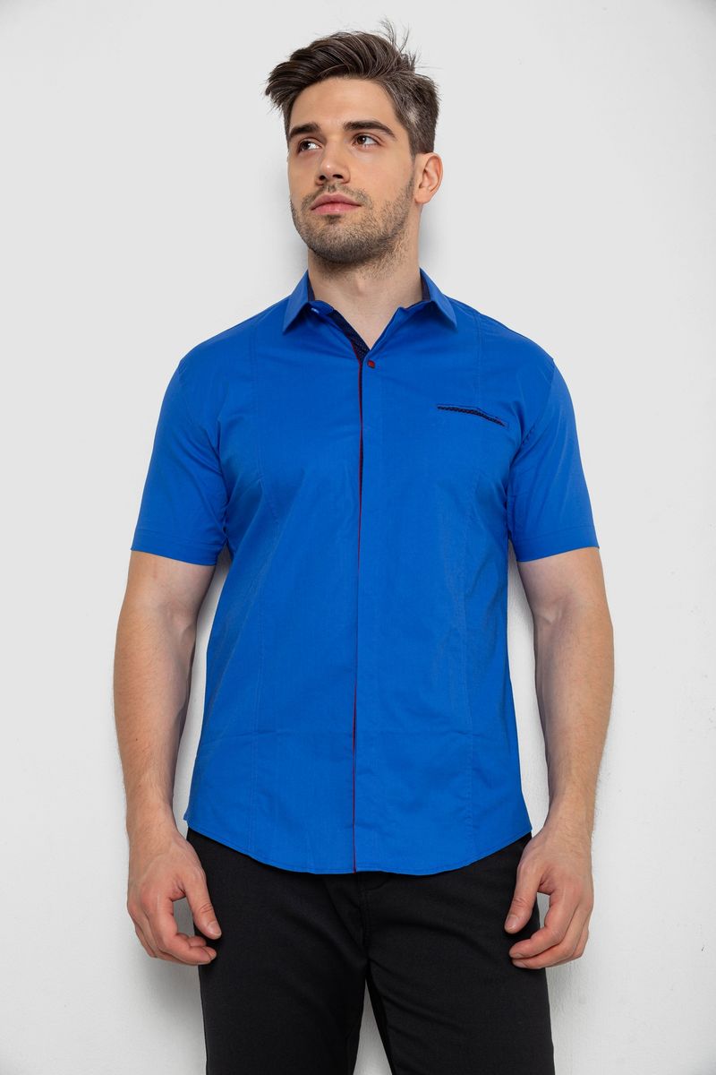 Сорочка чоловіча однотонна, колір електрик, 214R7118