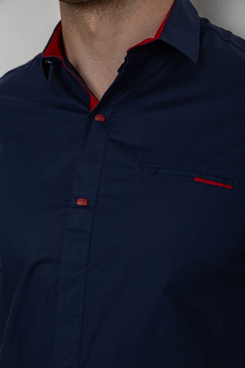 Сорочка чоловіча однотонна, колір темно-синій, 214R7118 - Зображення 5