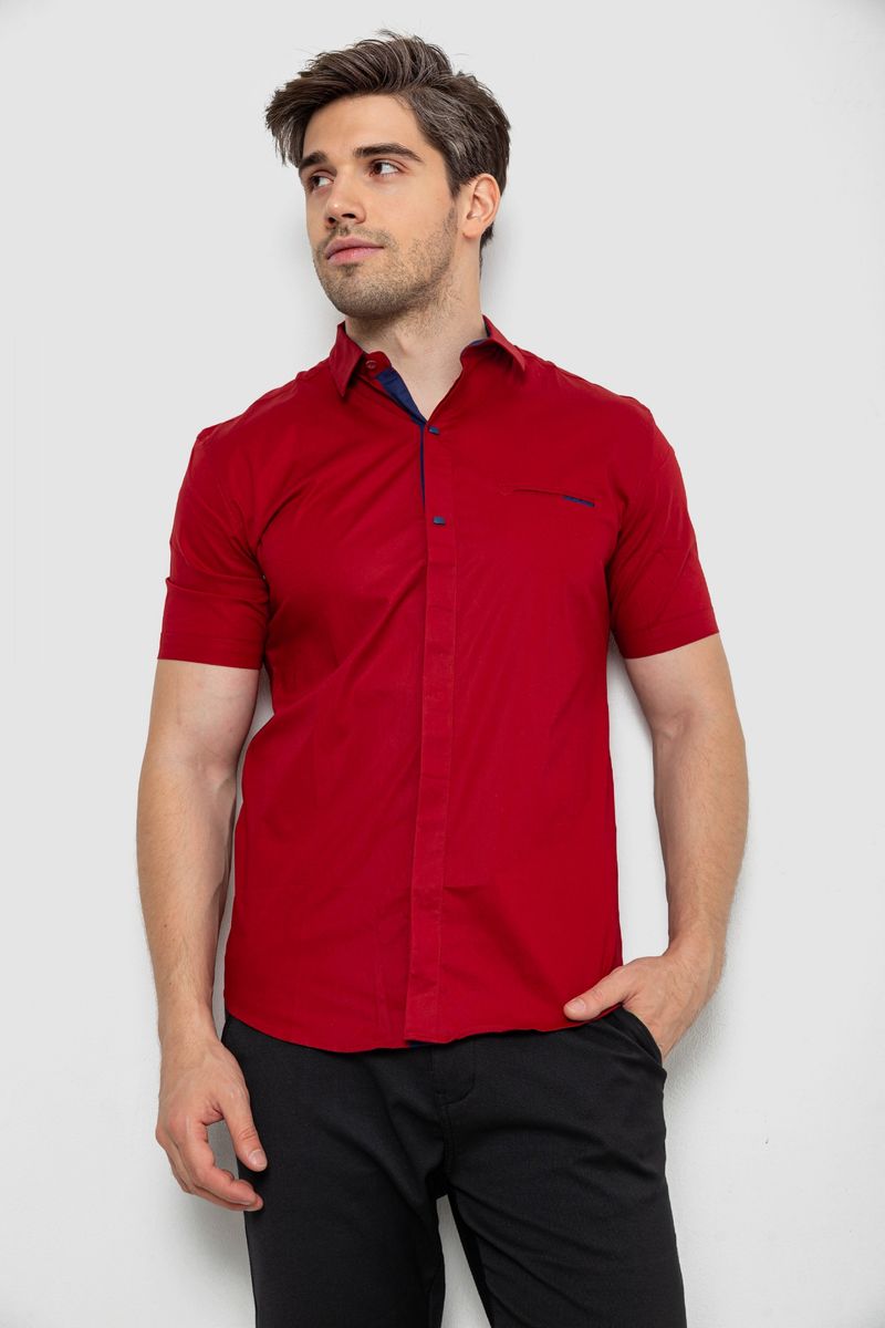 Сорочка чоловіча однотонна, колір бордовий, 214R7118