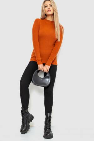 Водолазка жіноча в рубчик, колір теракотовий, 204R9029