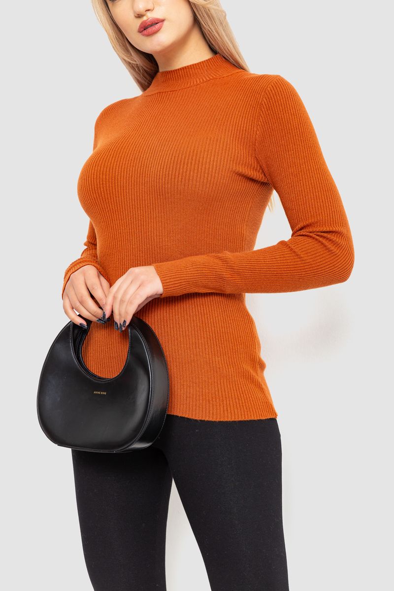 Водолазка жіноча в рубчик, колір теракотовий, 204R9029 - Зображення 3