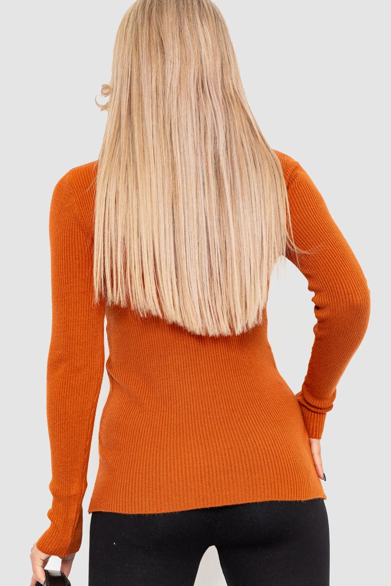 Водолазка жіноча в рубчик, колір теракотовий, 204R9029 - Зображення 4