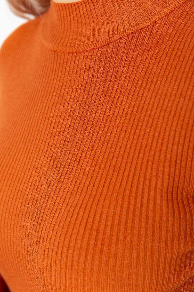 Водолазка жіноча в рубчик, колір теракотовий, 204R9029 - Зображення 5