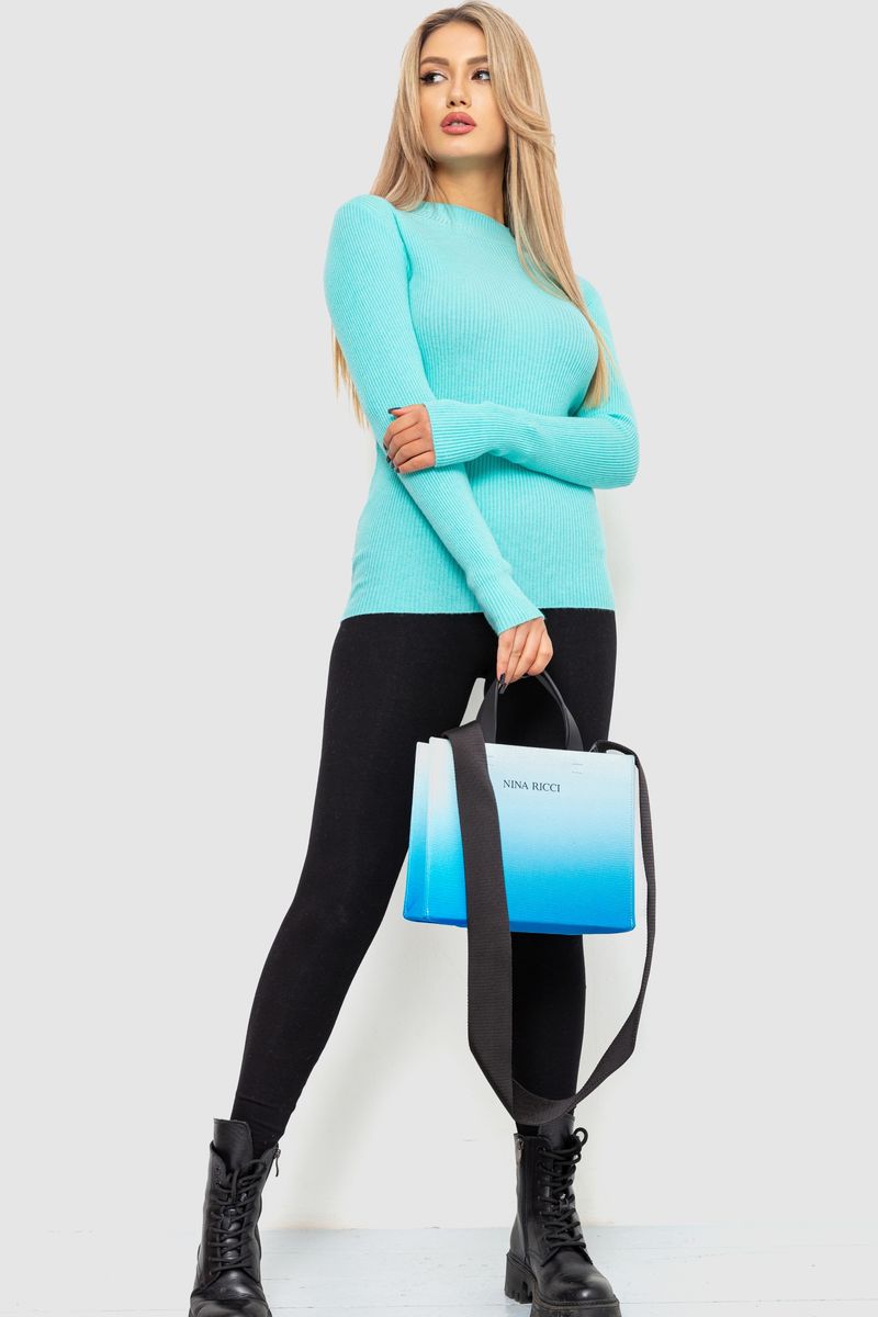 Водолазка жіноча в рубчик, колір м'ятний, 204R9029 - Зображення 2