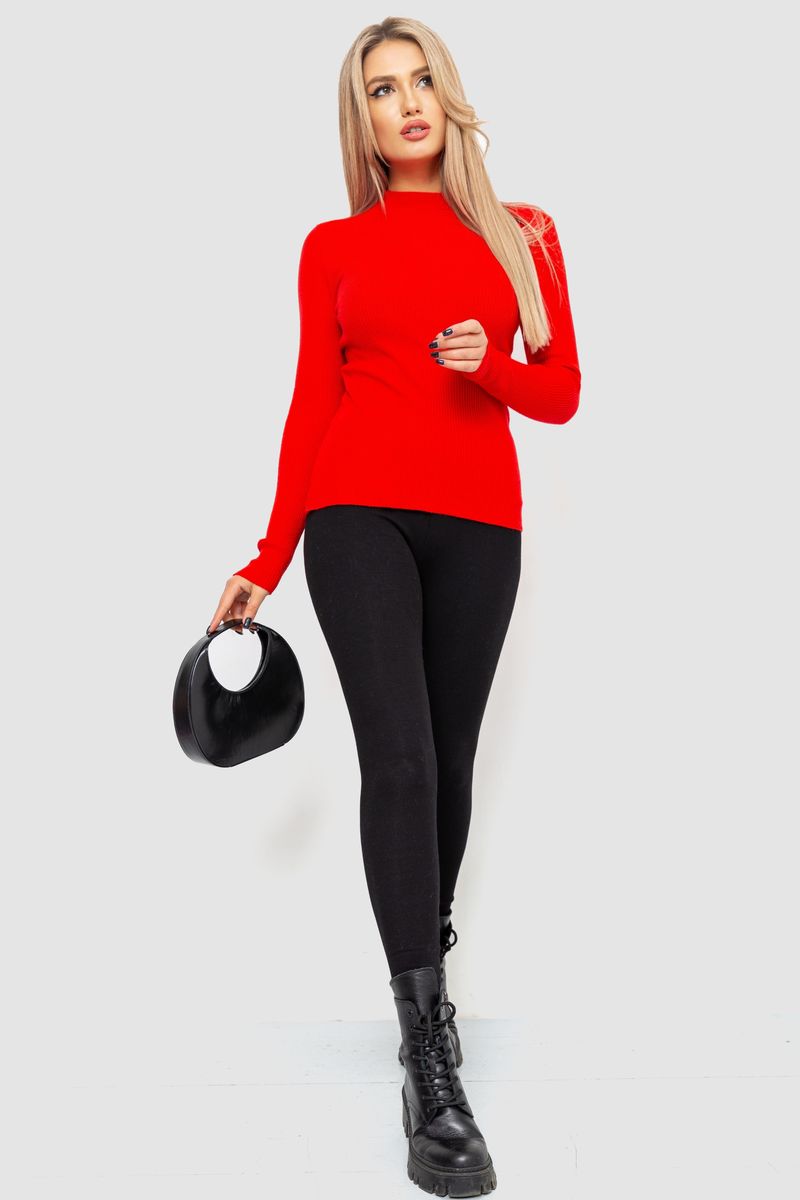 Водолазка жіноча в рубчик, колір червоний, 204R9029 - Зображення 2