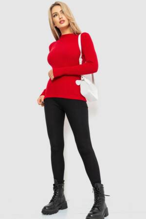 Водолазка жіноча в рубчик, колір бордовий, 204R9029