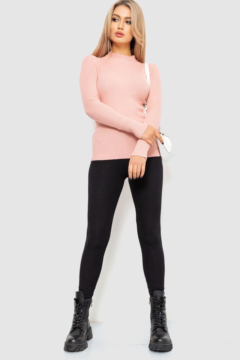 Водолазка жіноча в рубчик, колір світло-персиковий, 204R9029