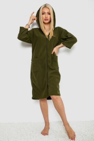 Халат жіночий на блискавці, колір хакі, 238R322