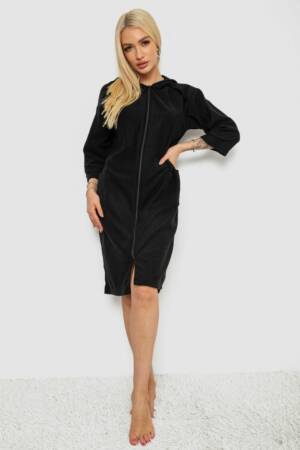 Халат жіночий на блискавці, колір чорний, 238R322