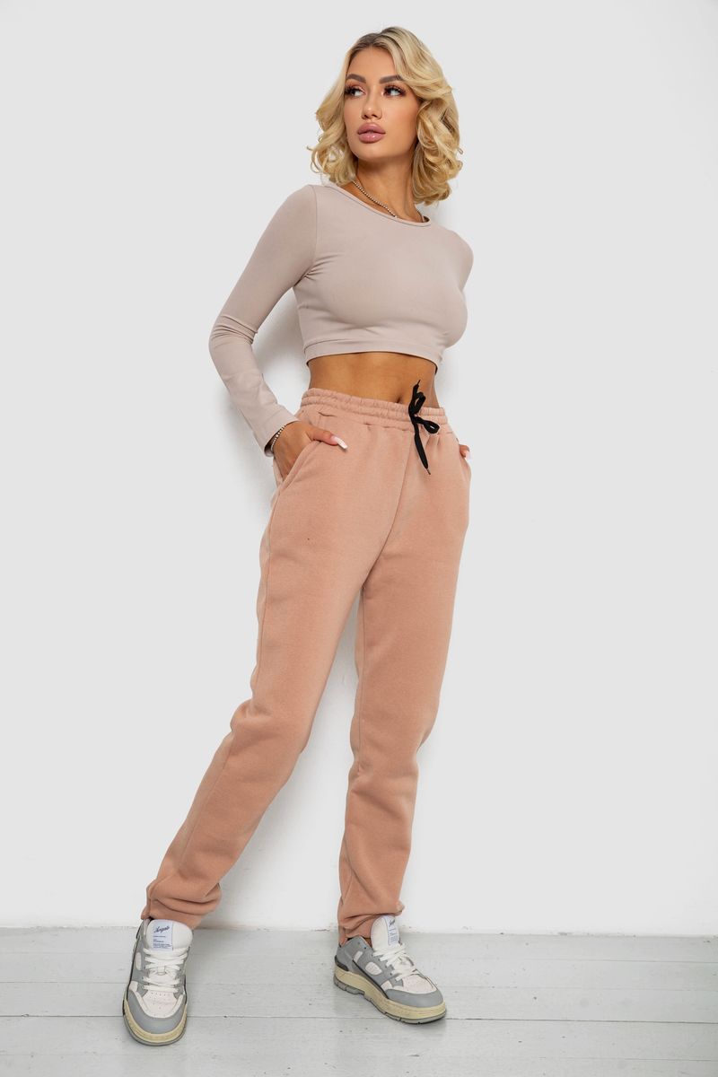 Спортивні штани жіночі на флісі, колір бежевий, 238R57020
