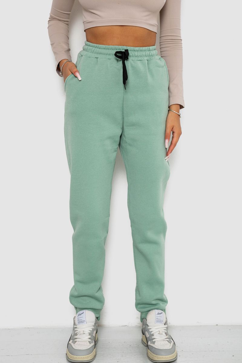 Спортивні штани жіночі на флісі, колір м’ятний, 238R57020