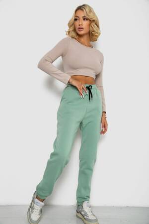 Спортивні штани жіночі на флісі, колір м’ятний, 238R57020