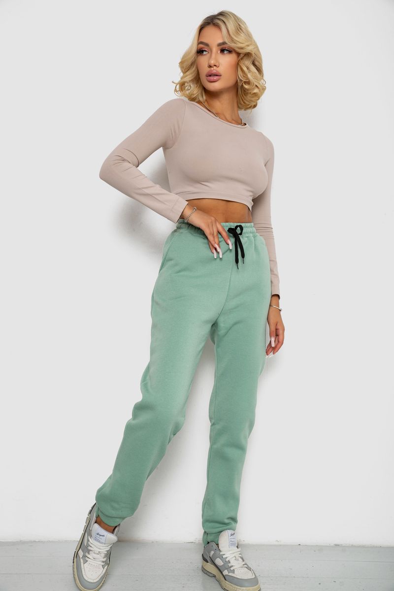 Спортивні штани жіночі на флісі, колір м’ятний, 238R57020