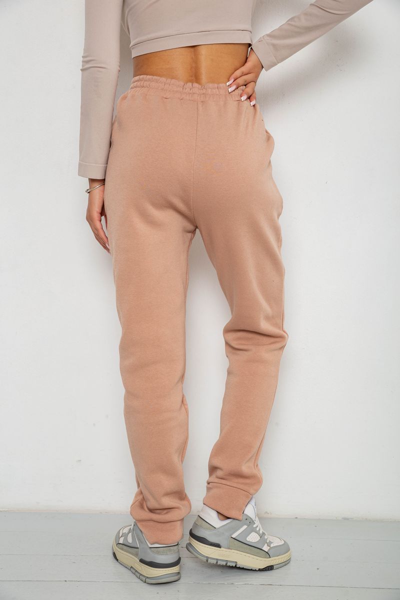 Спортивні штани жіночі на флісі, колір бежевий, 238R57020 - Зображення 4
