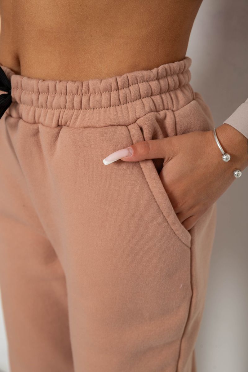 Спортивні штани жіночі на флісі, колір бежевий, 238R57020 - Зображення 5