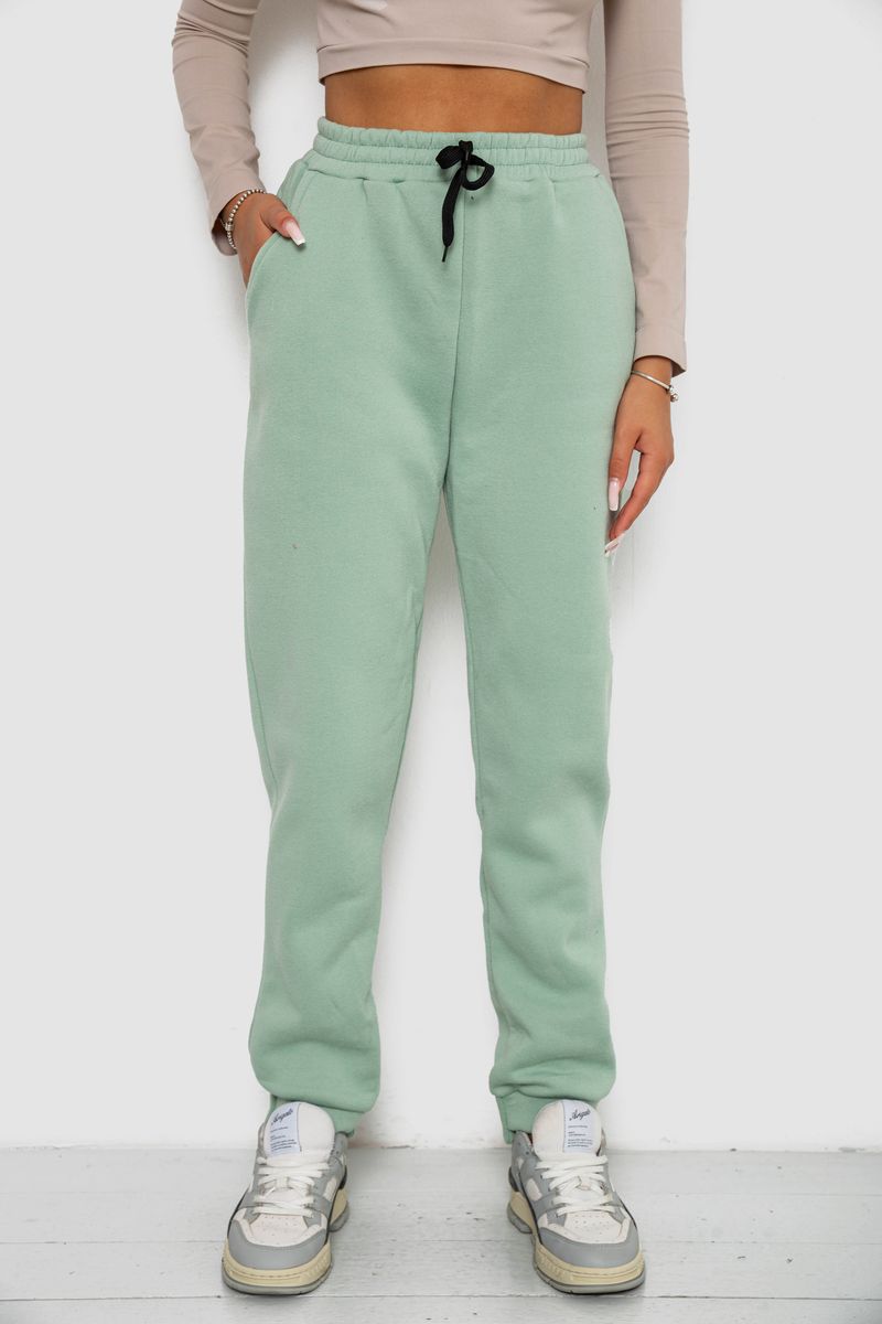 Спортивні штани жіночі на флісі, колір світло-м’ятний, 238R57020